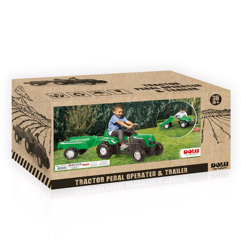 Dolu Ranchero Pedal Activated Tractor & Trailer - Green