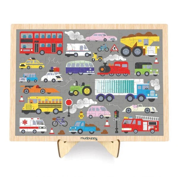Mudpuppy Wooden Puzzle - Vehicles on the Move 100pc