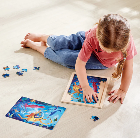 Hape Double Sided Colouring Puzzle - Ocean Rescue 48pc