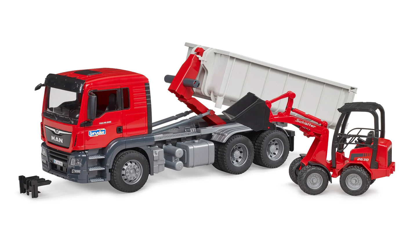 Bruder Man TGS Truck with Roll-off-Container and Compactor