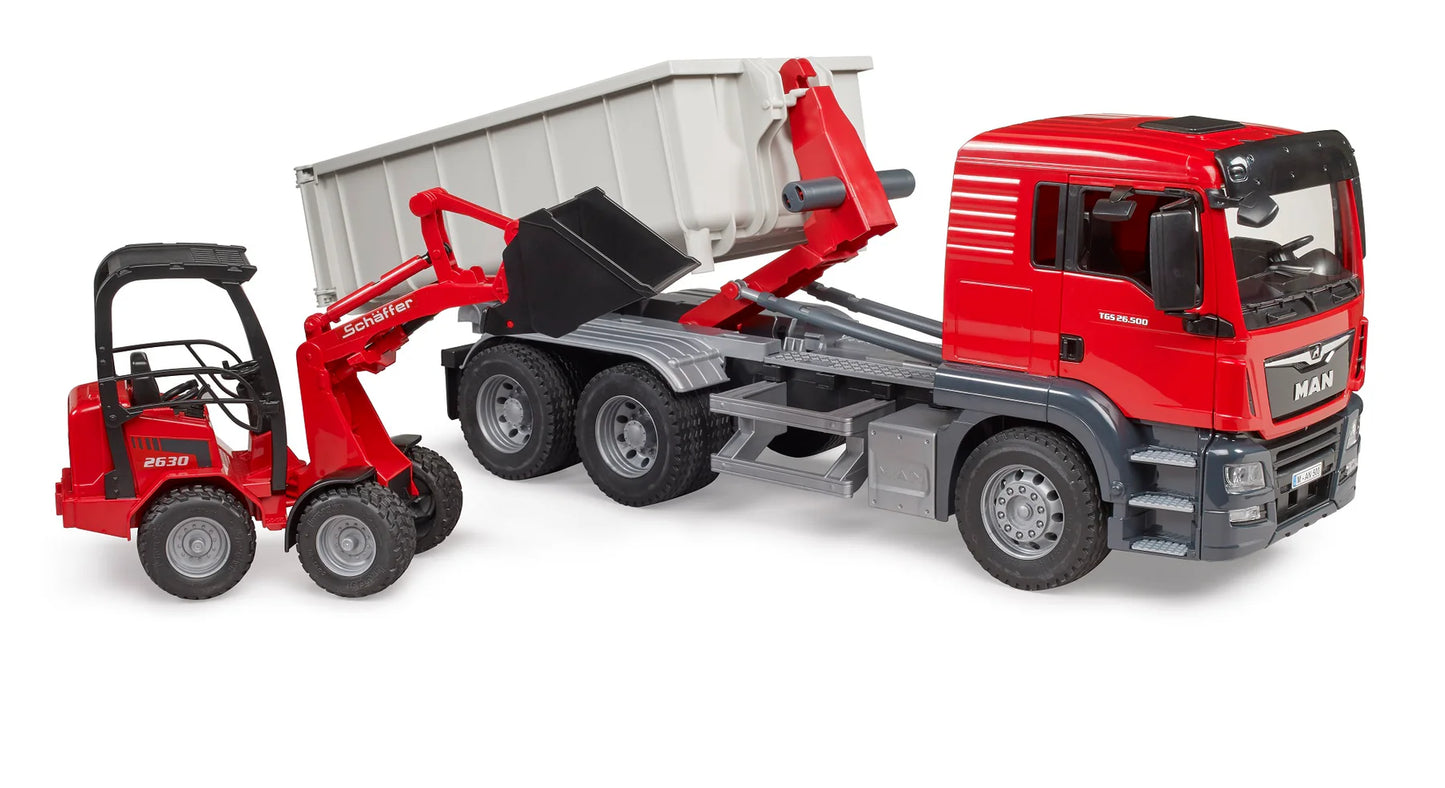 Bruder Man TGS Truck with Roll-off-Container and Compactor