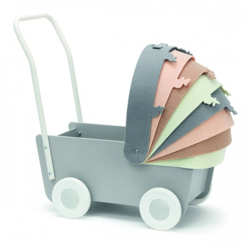 Wooden Pram with Felt Concertina Hood - Swedish Design