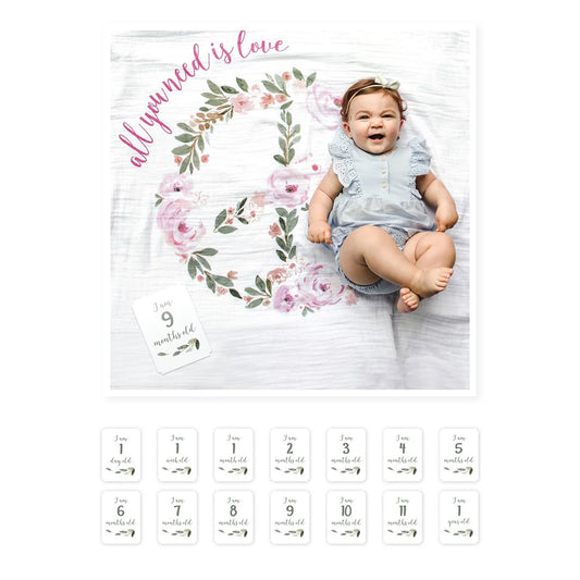 Baby's First Year Milestone Cards and Blanket Set