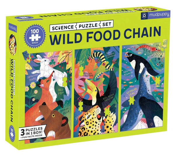 Wild Food Chain Science Puzzle Set (3x100pc puzzles)