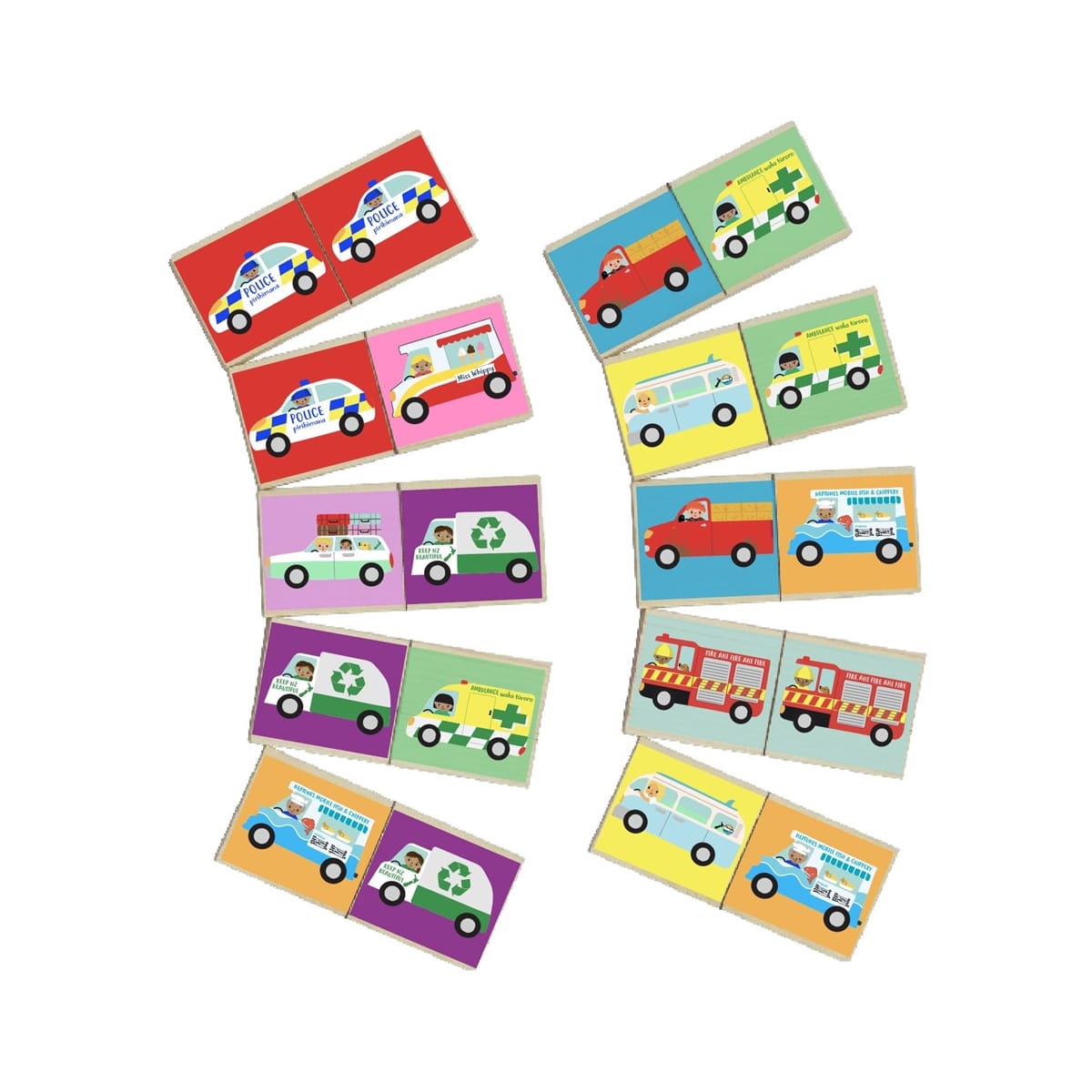 Vehicles Wooden Dominoes Set