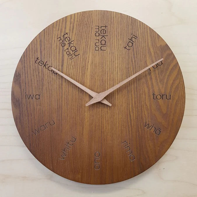 Te Reo Clock - Dark Wood