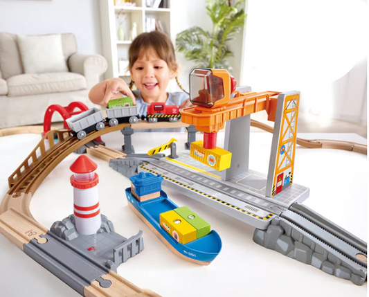 Hape Cargo Ship & Crane Set