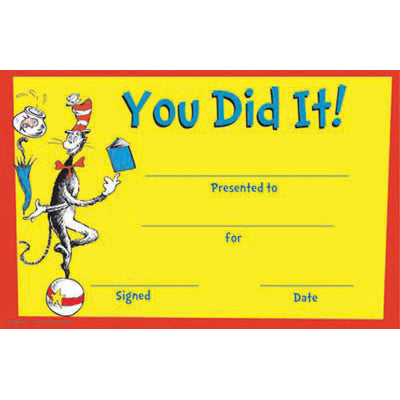 Dr Seuss - You Did It Award