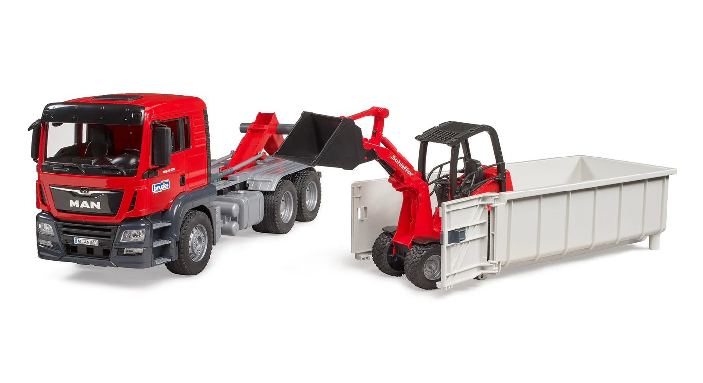 Bruder Man TGS Truck with Roll-off-Container and Compactor