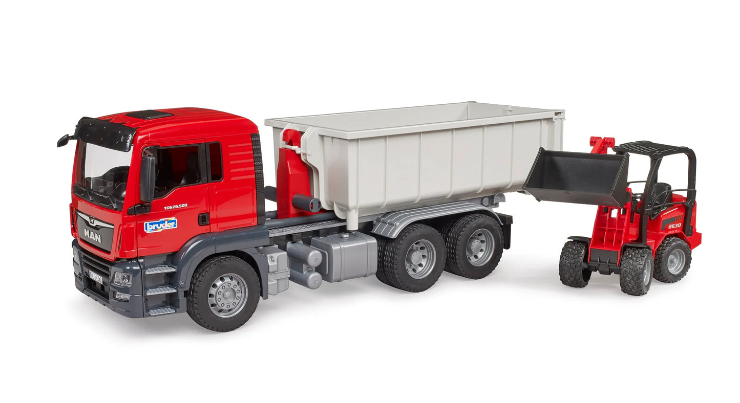 Bruder Man TGS Truck with Roll-off-Container and Compactor