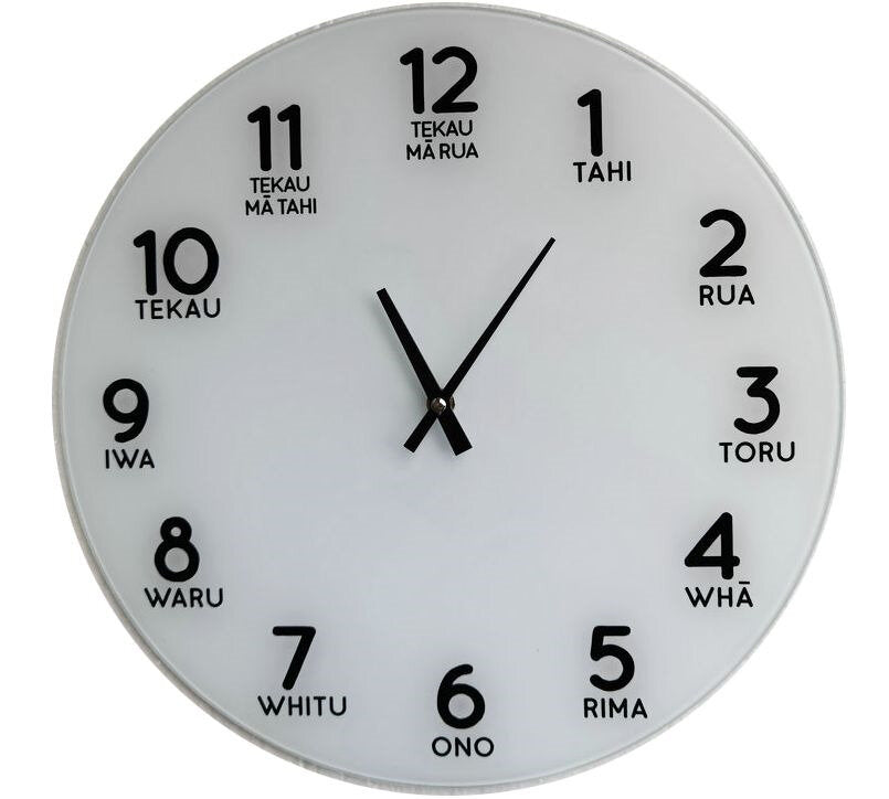 Te Reo Clock - Glass (Large)