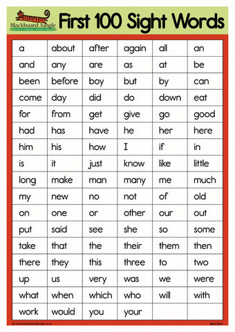 First 100 Sight Words - A4