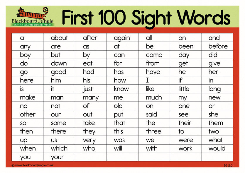 first-100-sight-words-a5-blackboard-jungle