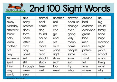 Second 100 Sight Words - A5
