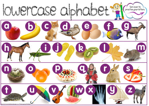 Lower Case Alphabet Chart with Letter Practise
