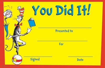 Dr Seuss - You Did It Award