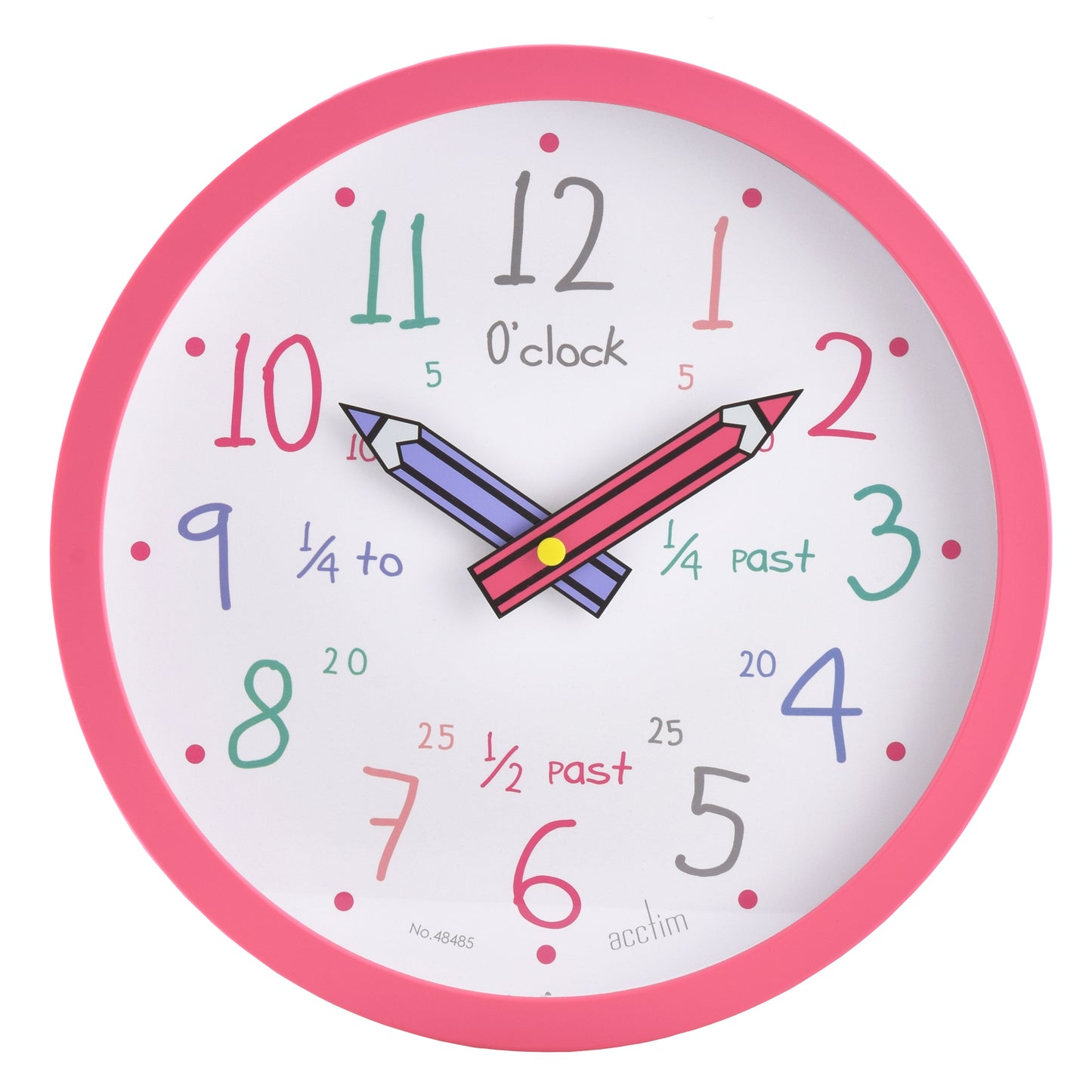 ACCTIM 'ALMA' 26cm Pink Time Teaching Wall Clock