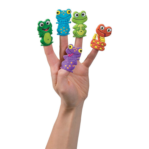 12 Frogs & Reptiles Puffy Puppets