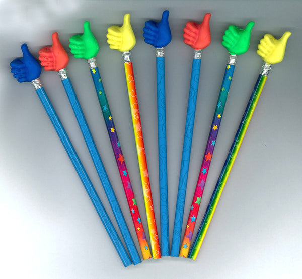 12 Pencils with Thumbs Up Erasers